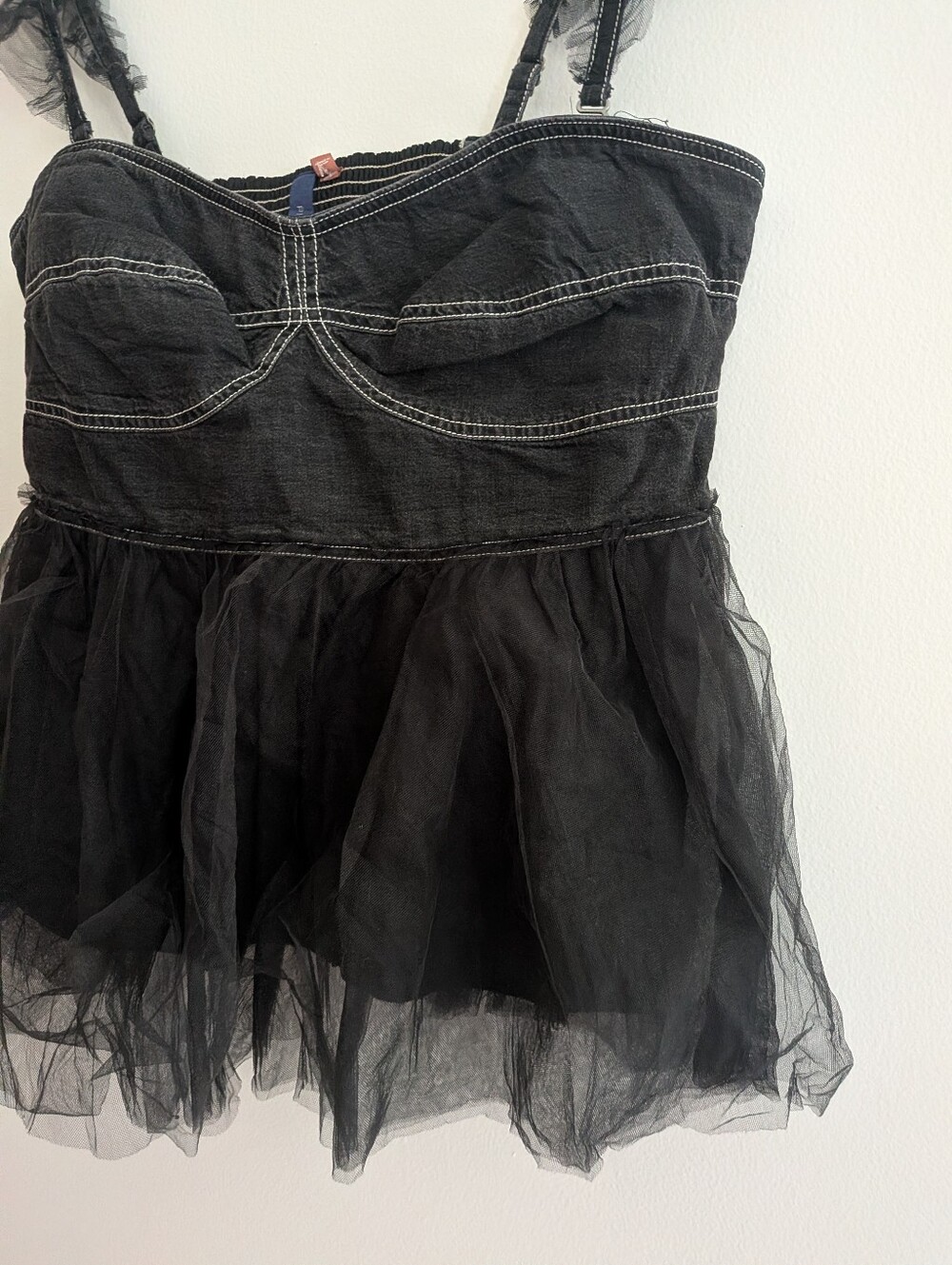 NWT! Anthropologie Pilcro Black Tulle Babydoll Blouse XL - Picture 4 of 7